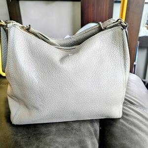 Kate Spade Light Gray/Taupe Pebbled Leather Shoulder Bag